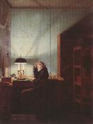 Georg Friedrich Kersting Man Reading by Lamplight (mk22) oil painting on canvas